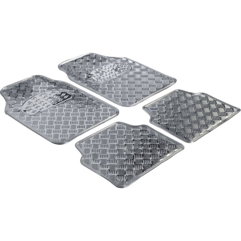 Universal Fußmatten Gummi Metallic RiffelblechLook Komplett-Set silber Fußmattenset - Walser