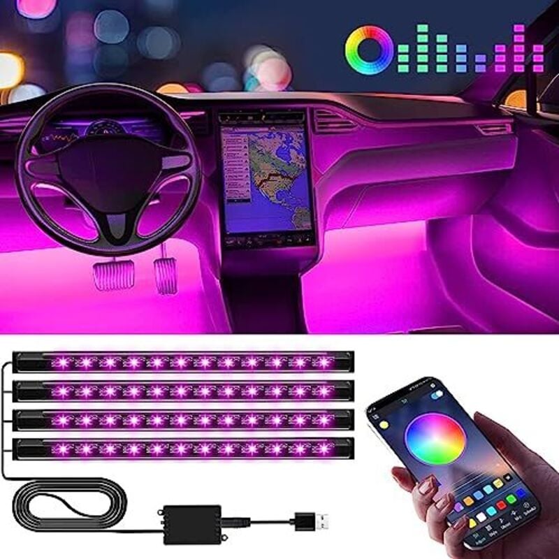 Auto-Innenbeleuchtung, LED-Lampe, Autozubehör, Geschenk für Männer, Mama, Großmuttertagsgeschenk für Frauen, Autozubehör, APP-Steuerung