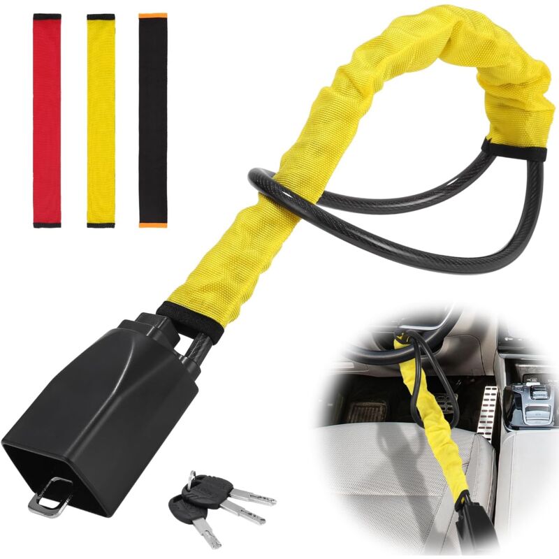 Ersandy - Auto-Lenkradschloss – Auto-Lenkrad-Sperrstange, Auto-Lenkradschloss, Anti-Diebstahl-Auto-Sicherheit, universelles