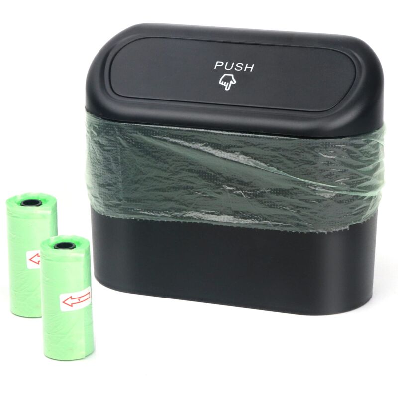 Auto-Mülleimer mit Deckel – wasserdichter Auto-Mülleimer – tragbare hängende Auto-Aufbewahrungsbox (schwarz) NPTERBL