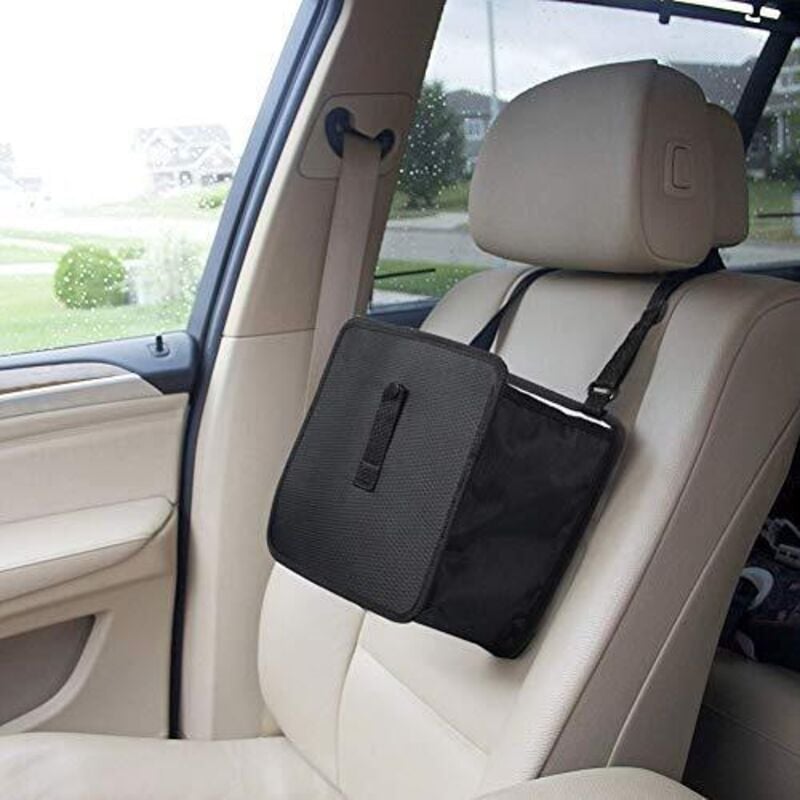 KZQ - Auto-Mülleimer/Organizer, wasserdichter hängender Auto-Mülleimer, Müllsack, Organizer – Schwarzer Umriss Grau