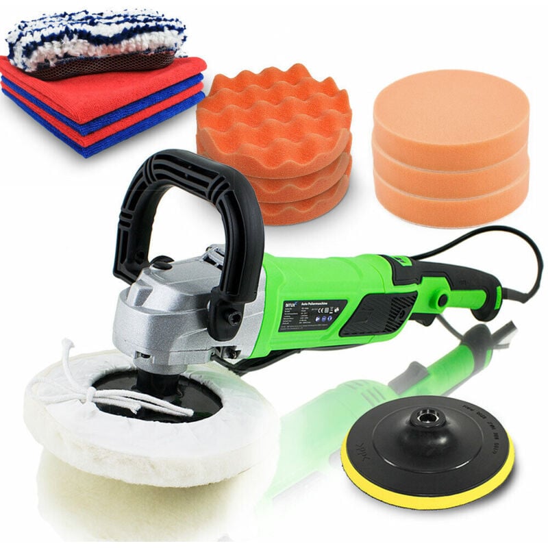 Auto Poliermaschine 1500W Lack Autopolierer Poliergerät Autopflege Polierset 9 - Poliermaschine mit 1500W & umfangreichen Polierzubehör