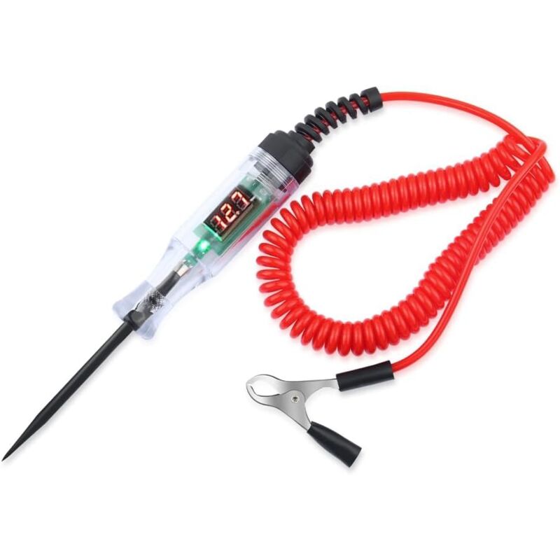 Bluedeer - Auto Spannungsprüfer Stift, Prüflampe 12v,Spannungsprüfer dc mit Digitaler lcd Automobil Stromkreistester,für Autobatterie