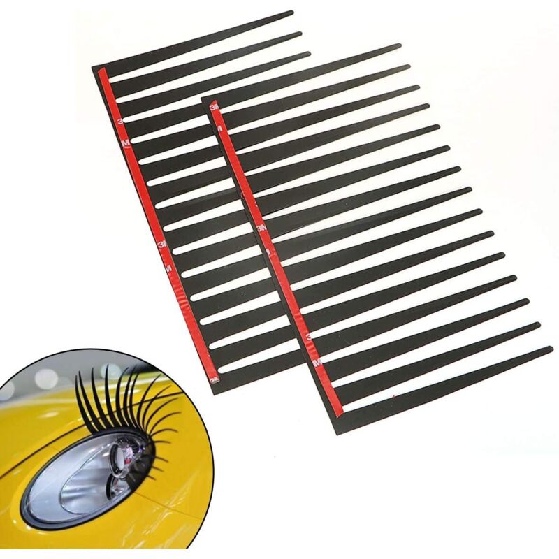 Auto-Wimpern, Schwarze Scheinwerferaufkleber, Auto-Wimpern, Dekorative Auto-Styling-Aufkleber, 2 Paar