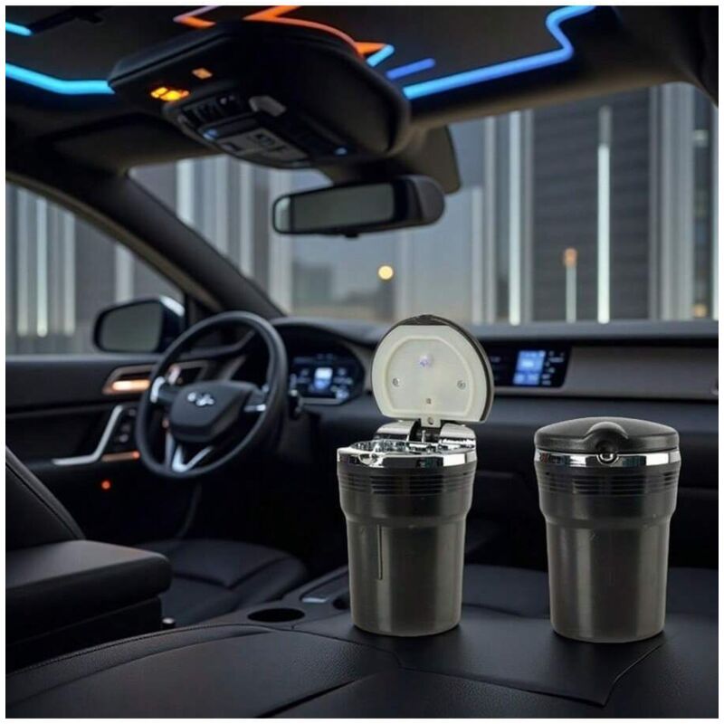Autoaschenbecher 2er Set, Auslaufsicherer Aschenbecher zum en im Auto, Unverzichtbares Artefakt für Fahrer und Beifahrer
