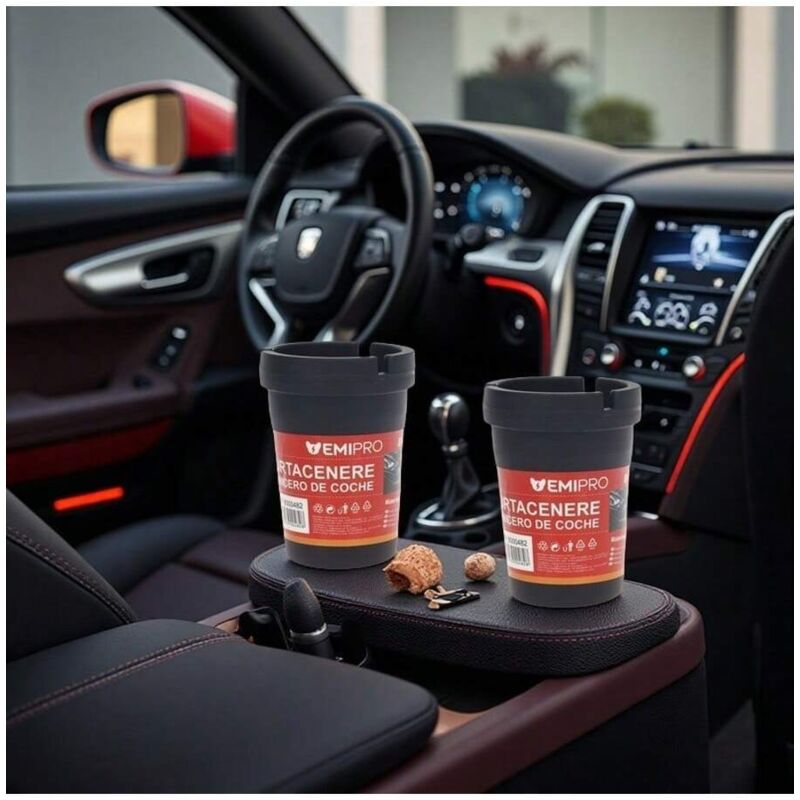 Autoaschenbecher schwarz, schlicht, 8 x 11 cm, großes Fassungsvermögen, 2-teiliges Set, auslaufsicherer Aschenbecher, unverzichtbares Artefakt zum en