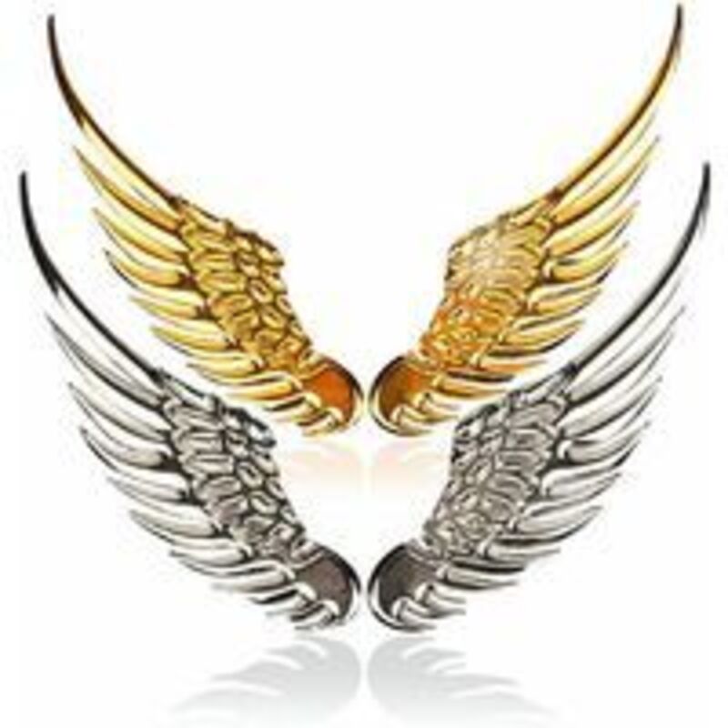 Ersandy - Autoaufkleber, 2 Stück, Metall, 3D-Autoflügel, Engelsflügel, universelle Auto-Logo-Aufkleber, 12,5 × 3,5 cm