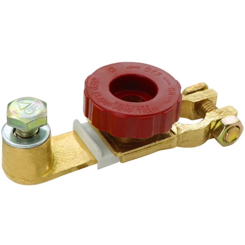 Autobatterie-Trennschalter, 12V-36V, Material: Reines Kupfer, Universeller Fahrzeugbatterie-Trennschalter mit Knopf (Rot)