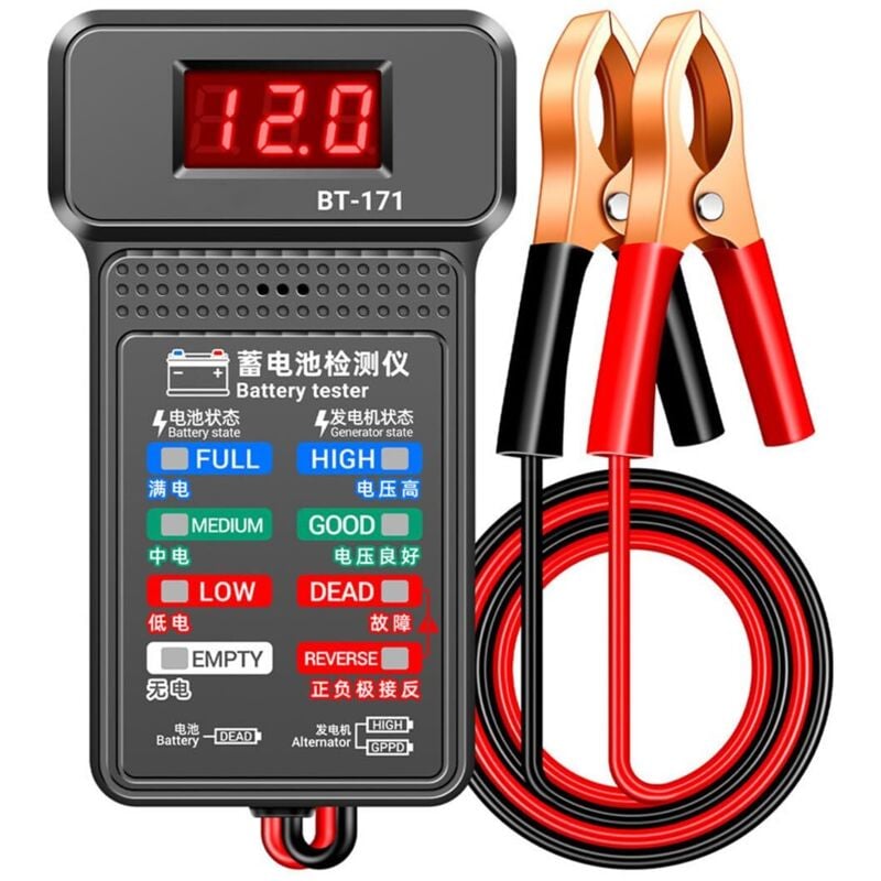 Autobatterietester, 100–2000 CCA, Batterielasttester, 12-V-Fehlertestwerkzeug, Autobatterie- und Lichtmaschinentester