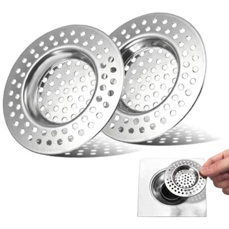 2 Stück Küchenspülenfilter, Edelstahl-Spülbeckensieb, Duschhaarfilter, Spülbecken-Abflussfilter, Küchenspülengitter, Spülbecken-Abflusszubehör,