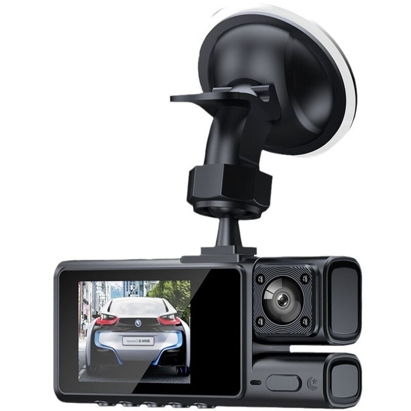 Autokamera, Dashcam vorne und hinten, 1080P HD 3-Kanal-Fahrtenrekorder mit 3 Kameras vor, im und hinter dem Auto