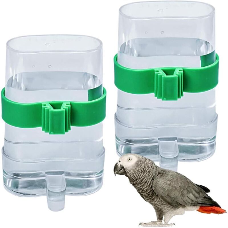 Automatischer Vogelkäfig-Futterautomat mit 2 Samenspendern, für Papageien, Kleintiere, Kanarienvögel und Nymphensittiche – 220 ml