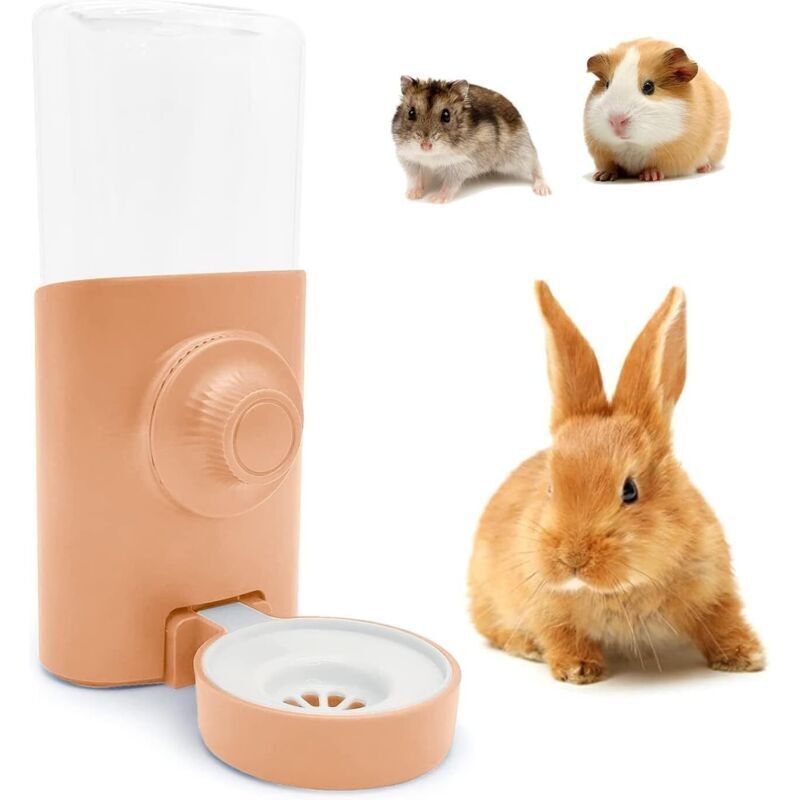 Automatischer Wasserspender für Kaninchen, 600 ml, hängend, tropffrei, für Meerschweinchen, Hamster, Chinchillas, Igel und Frettchen (Rosa)