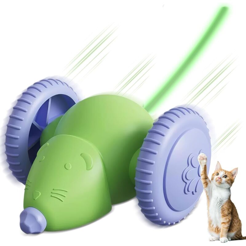 Automatisches Katzenspielzeug mit LED-Lichtern, USB-wiederaufladbare interaktive Maus, Katzenspielzeug für drinnen, Geschenk für Kätzchen