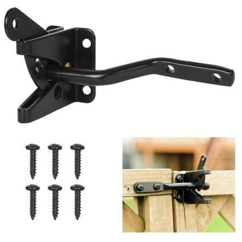 Automatisches Türschloss – Metallriegelschloss – Schwerkraft-Stahlriegel – Gartenzaun – Schwarz – Befestigungsschrauben inklusive