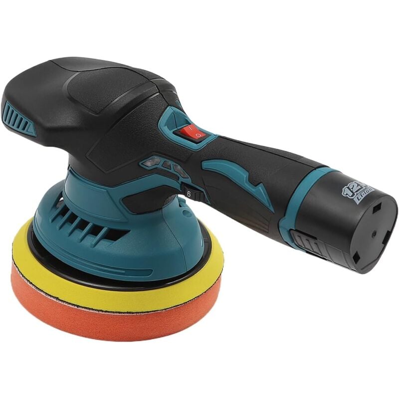 Autopolierer, Exzenterpolierer Poliermaschine mit 6 einstellbaren Geschwindigkeiten (300–4000 U/min), 12-V-Polierer, 145-mm-Autobatterie zum Wachsen
