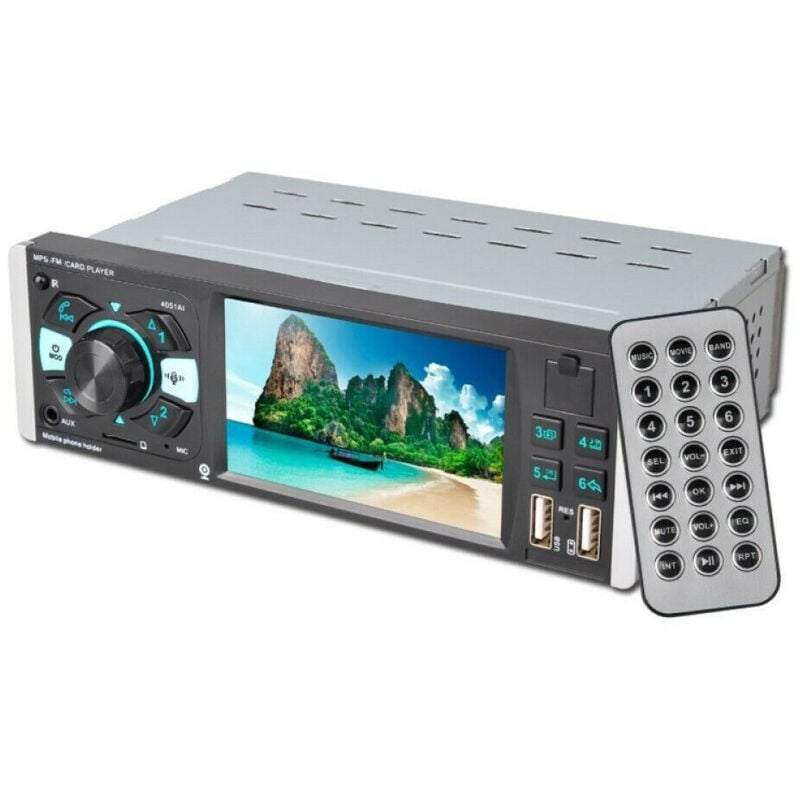 Trade Shop - 1-DIN-Autoradio, TFT-Display, 4,1 Zoll, Stereo, 45WX4, Bluetooth, usb, aux, MP3, Medien, 4051AI -