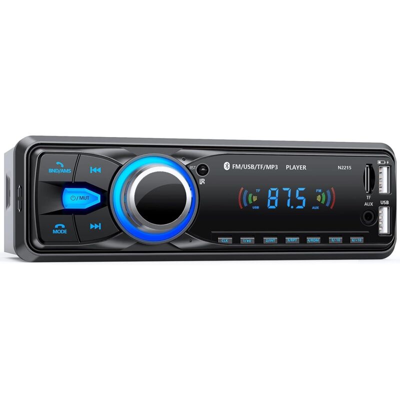 Autoradio Bluetooth Freisprecheinrichtung 5.0, FM-Radio Auto Bluetooth, 1 Din Autoradio für 9-12 V Auto, unterstützt 2 USB/AUX/SD/TF/MP3, unterstützt