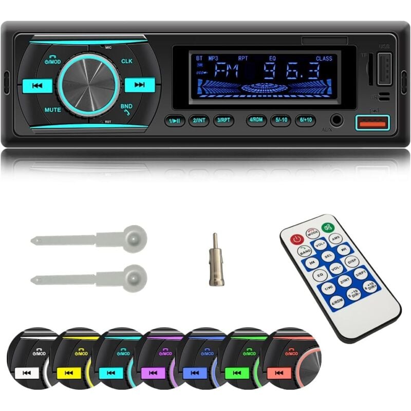 Autoradio mit Bluetooth-Freisprecheinrichtung, Autoradio, MP3-Player/FM-Radio, unterstützt USB-Musikwiedergabe, FM/TF,/AUX-Eingang,