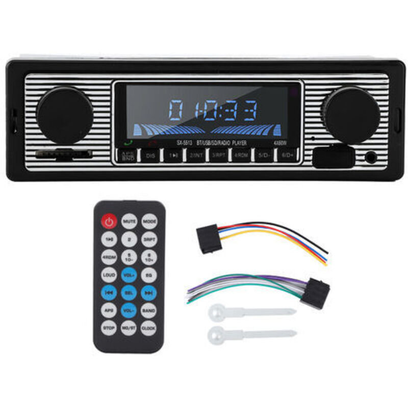 Autoradio mit Bluetooth, MP3-Player, Stereo-HiFi-Stereoanlage, USB-, SD-, AUX- und FM-Anschlüssen, kompaktes Vintage-Design