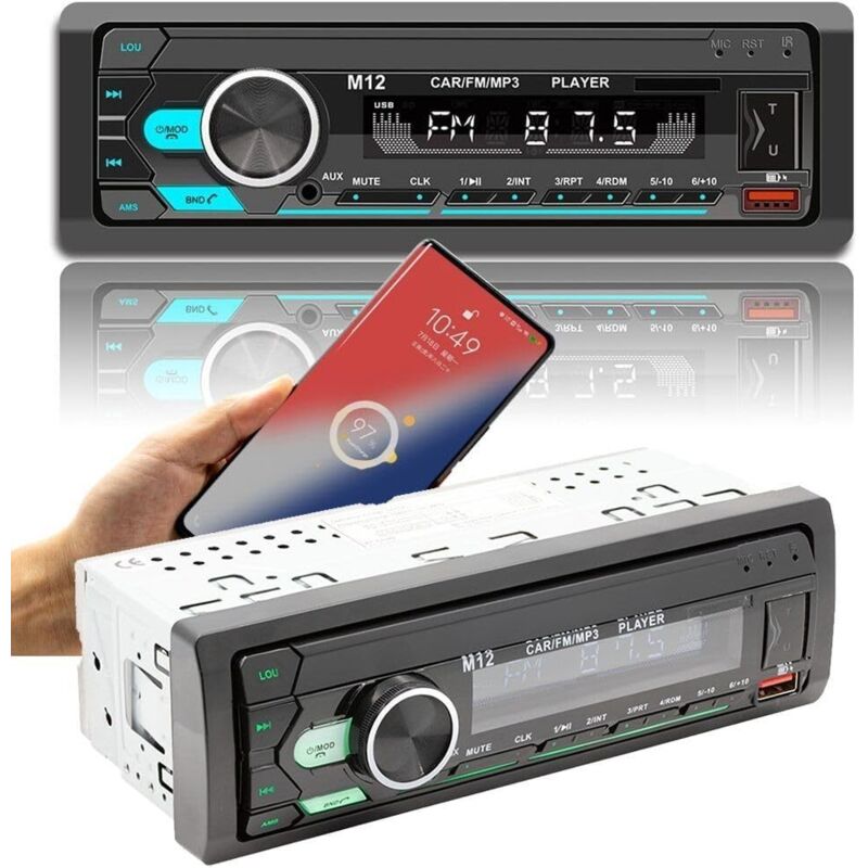 Autoradio-Receiver, Dual-USB-12-V-Auto-Media-Receiver mit farbwechselnden LED-Lichteffekten