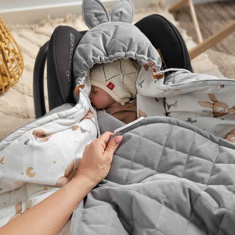 Autositzbezug - Hasen, grau