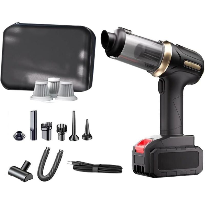 Autostaubsauger, 4-in-1-Akku-Handstaubsauger mit starker Saug- und Blasleistung von 28.000 Pa, Mini-Akku-Handstaubsauger mit 2 Akkus und