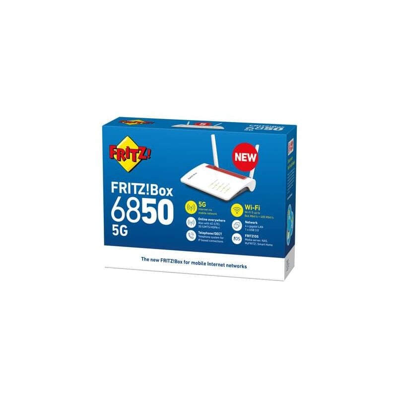 AVM - FRITZBox 6850 5G int. LTE-Modem, WLAN-Router (max. 866 Mbit/s) & IP-Telefonanlage