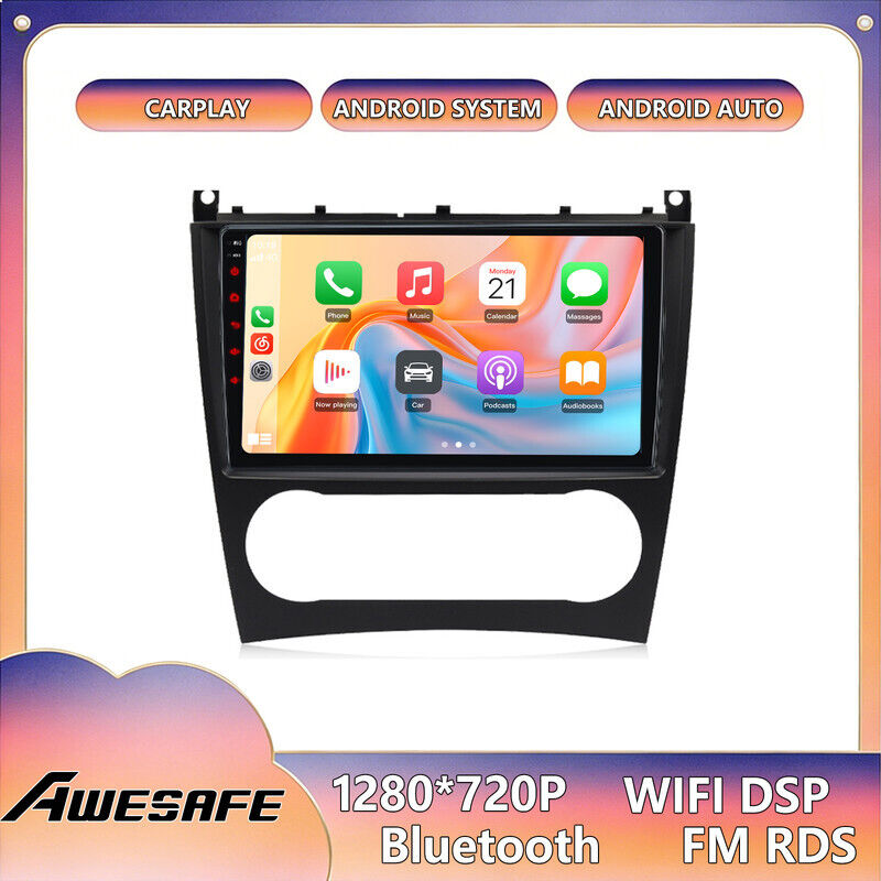 AWESAFE Android 13 Autoradio 2GB+32GB für Benz C Klasse W203 (2005–2009) 9' Touchscreen mit CarPlay GPS Bluetooth Android Auto
