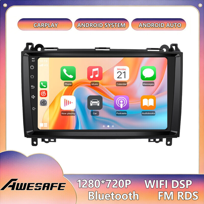 AWESAFE Android 13 Autoradio 4GB+64GB für Mercedes-Benz Vito Viano Sprinter W639 / Klasse B W245 / W169 9' Bildschirm CarPlay Android Auto