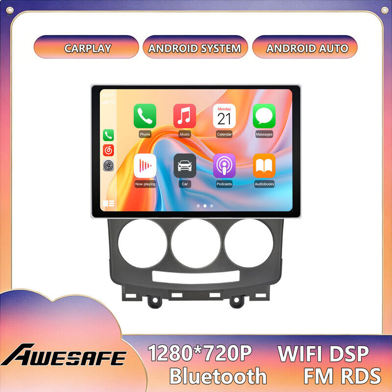 AWESAFE Autoradio Android 13 2GB+64GB für Mazda 5 (2005-2010) 9'' Touchscreen mit CarPlay GPS Bluetooth Android Auto