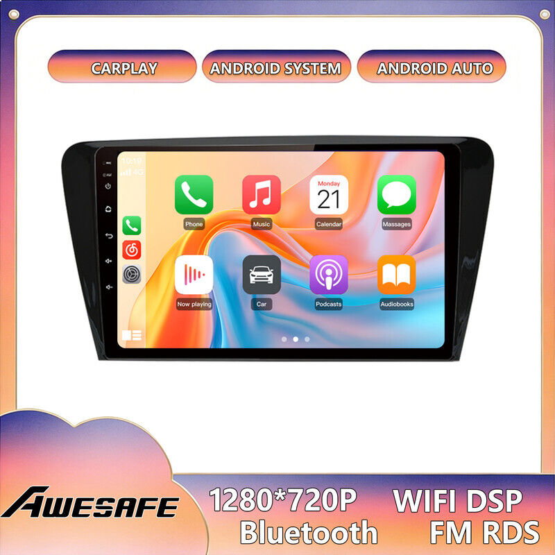 AWESAFE Autoradio Android 13 2GB+64GB für SKODA Octavia (2013-2018) 10'' Touchscreen mit CarPlay GPS Bluetooth Android Auto