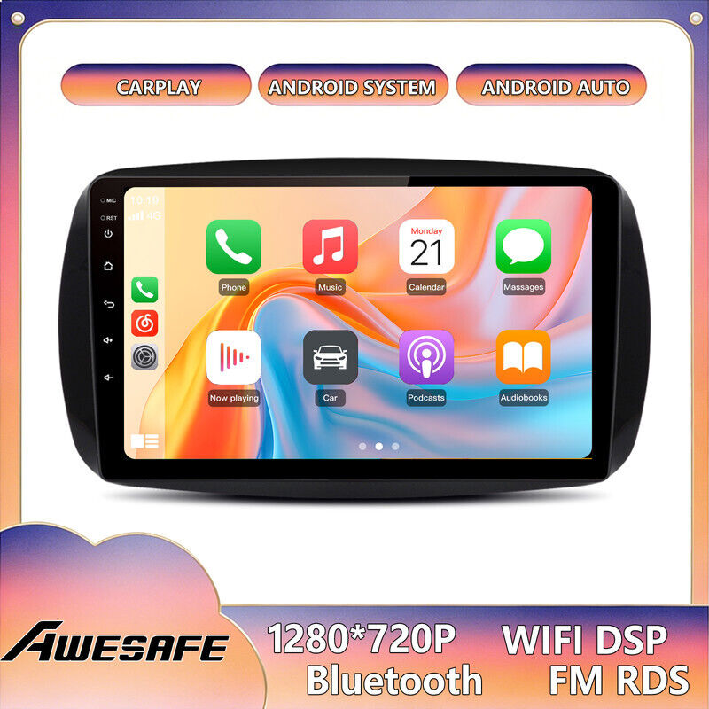 AWESAFE Autoradio Android 13 für Mercedes Benz Smart (2016-2019) 6GB+128GB 9'' Touchscreen CarPlay Android Auto RDS GPS WiFi