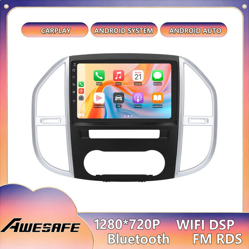 AWESAFE Autoradio Android 13 für Mercedes Benz Vito (2014-2020) 4GB+64GB 10'' Touchscreen CarPlay GPS WiFi Bluetooth Android Auto