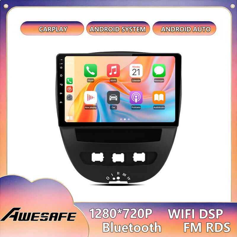 AWESAFE Autoradio Android 13 für Peugeot 107 Toyota Aygo Citroën C1 (4GB+64GB) 10'' Bildschirm mit CarPlay GPS WiFi Android Auto