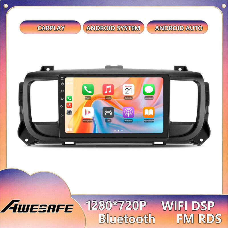 AWESAFE Autoradio Android 13 für Peugeot Expert 3 Citroën Jumpy 3 SpaceTourer (2016-2021) 2GB+64GB 9'' Bildschirm CarPlay Android Auto