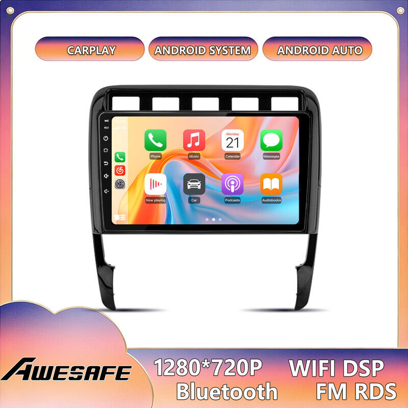 AWESAFE Autoradio Android 13 für Porsche Cayenne 9PA (2002-2010) 2GB+32GB 9'' Bildschirm mit CarPlay GPS WiFi Bluetooth Android Auto