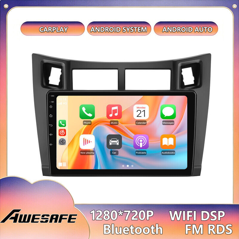 AWESAFE Autoradio Android 13 für Toyota Yaris XP90 (2005-2012) 6GB+128GB mit 9'' Touchscreen CarPlay Android Auto GPS Bluetooth
