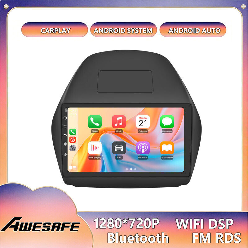 AWESAFE Autoradio Android 13 für Tucson 2 ix35 (2011-2014) 2GB+64GB 9'' Touchscreen CarPlay Android Auto GPS WiFi FM