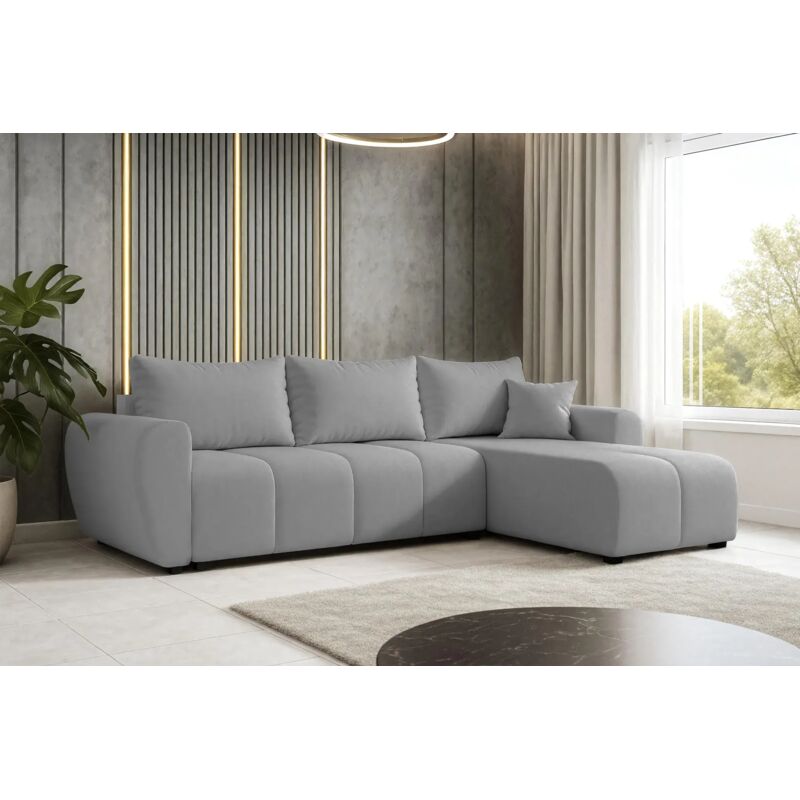 AX LIVING Eckcouch mit Schlaffunktion Malatya L Mini Sofa Hellgrau R