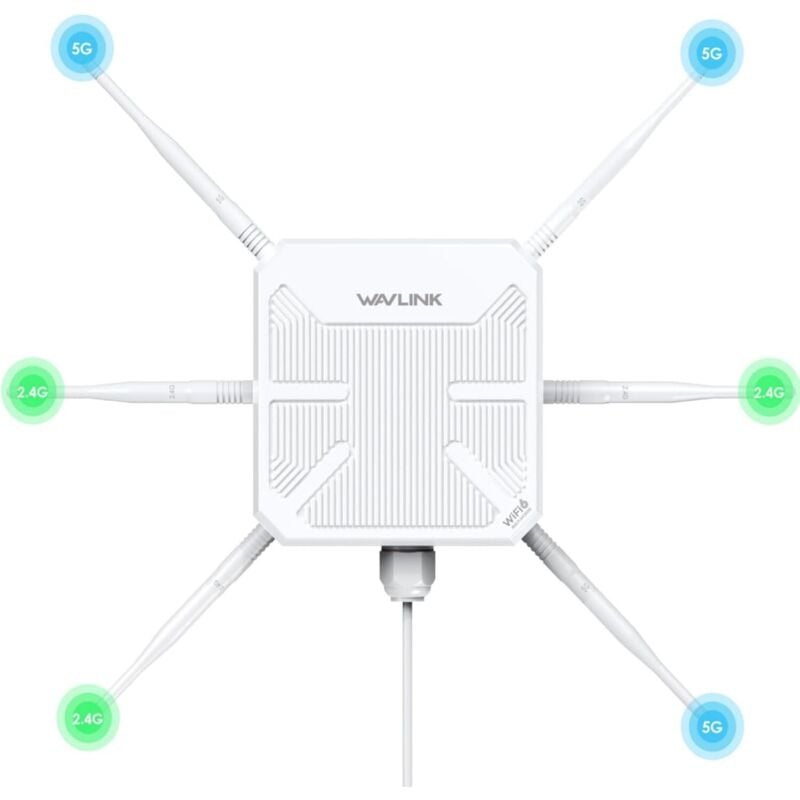 Sjqka - AX3000 2025 Outdoor-WLAN-Extender, WAVLINK-WLAN-Access Point/Repeater mit großer Reichweite und Dualband/PoE/IP67 wasserdicht/6 x 7