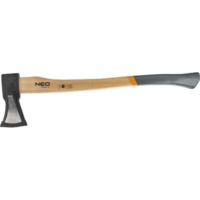 NEO TOOLS 2000 g Axt mit Keil – Robuste Axt mit Hickory-Stiel