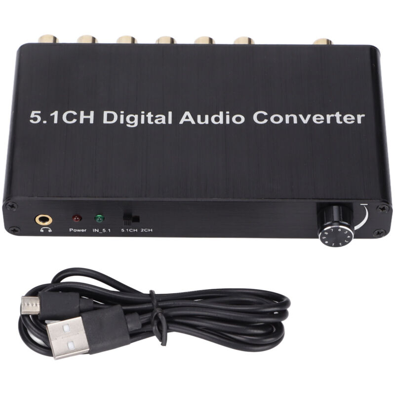 AY77 5.1-Kanal-DAC-Audiodecoder, optischer/koaxialer Konverter auf RCA/3,5-mm-Klinkenstecker für Xbox, PS4, Fernseher und Heimkinoanlagen
