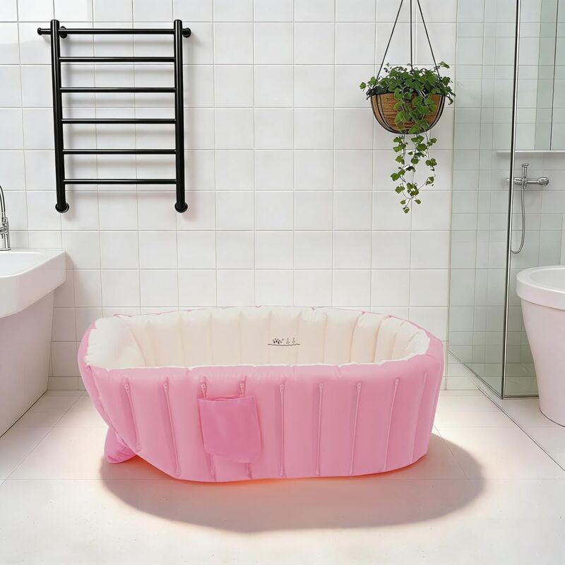 Baby Aufblasbare Badewanne, Tragbare Reise Baby Säugling Badewanne Kleinkind Badewanne mit Luftpumpe, Faltbare rutschfeste Duschbecken Mini Luft