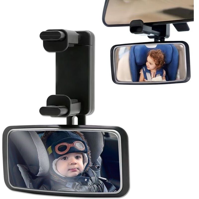 Baby-Autospiegel, 360° drehbarer Baby-Auto-Rückspiegel, Baby-Rückspiegel mit Clip, Babyüberwachung für den Rücksitz für mehr Sicherheit durch breites