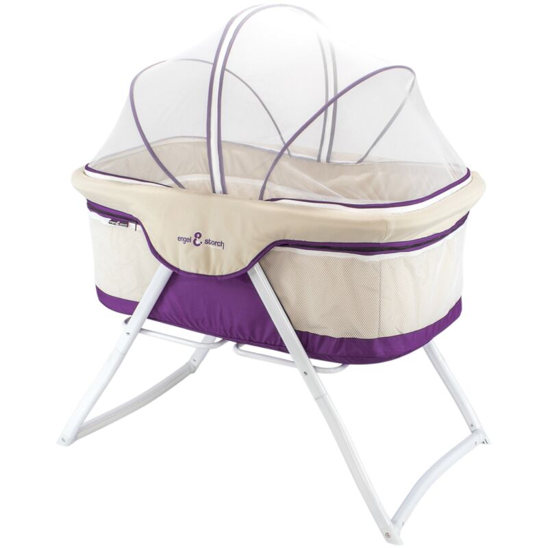 Baby Babybett BEBITO Reisebett Beistellbett mit Moskitonetz und Tragetasche - Violett