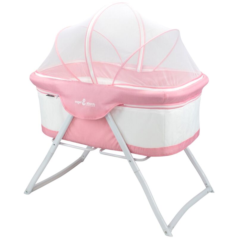 Iflair - Baby Babybett bebito Reisebett Beistellbett mit Moskitonetz und Tragetasche - Pink