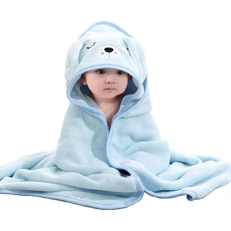 Ersandy - Baby-Kapuzenhandtuch, Baby-Badetuch, einzigartiges Tierdesign, ultraweich und saugfähig, für Jungen und Mädchen, Baby-Geschenkset (blau)