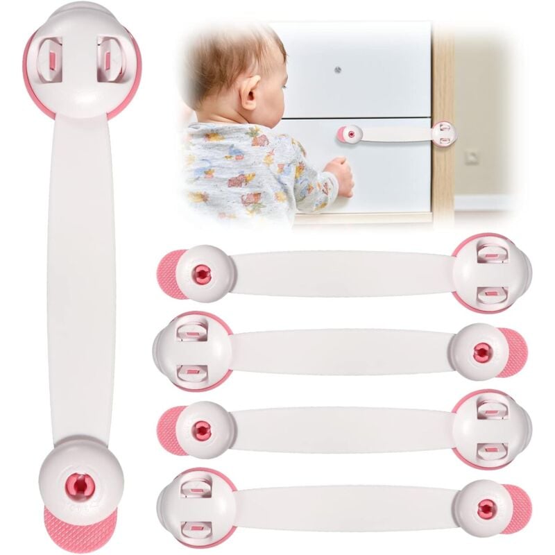 Linghhang - Baby-Schrankschloss (verbessert), Baby-Sicherheitstürschloss, 6er-Set Riegel, Kindersicherungen zum Anbringen an Schubladen, Kühlschrank,