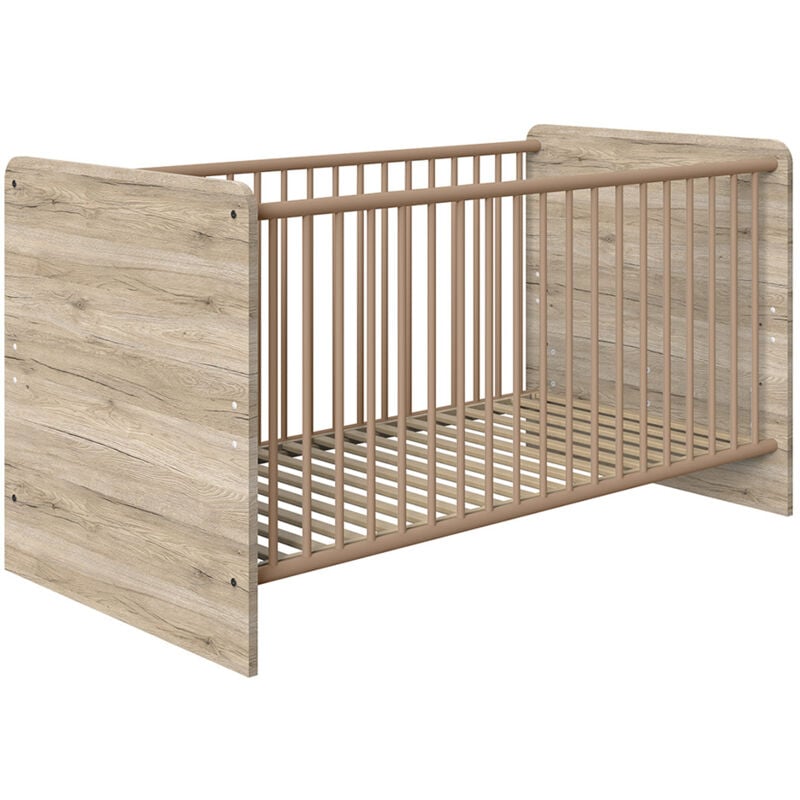Lomadox - Babybett Gitterbett mit Schlupfsprossen in Eiche Liegefläche 70x140 cm CANTON-43